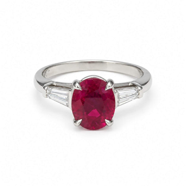 GIA Certified 2.08 Carat Burma Ruby & Diamond Ring