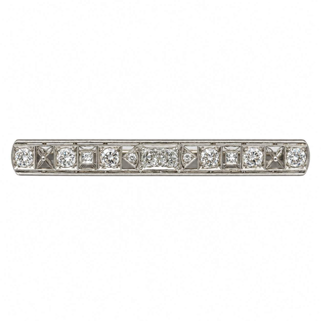 Art Deco Diamond Bar Brooch