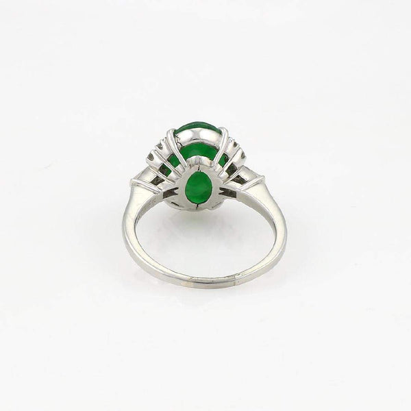 GIA Certified Natural Jade & Diamond Ring