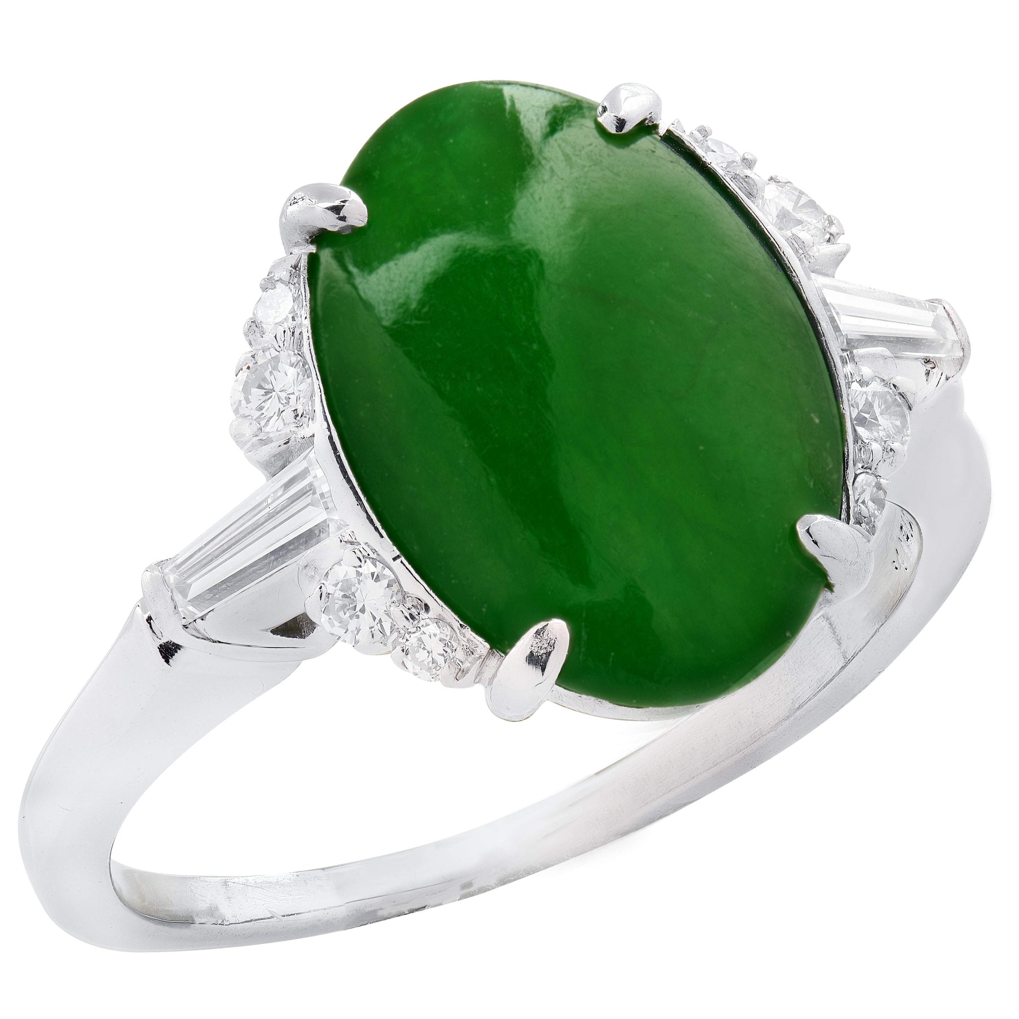 GIA Certified Natural Jade & Diamond Ring