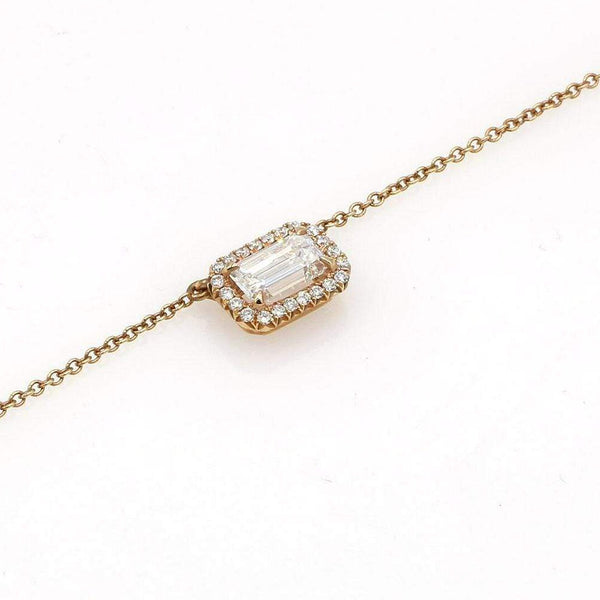 EMERALD CUT DIAMOND HALO PENDANT