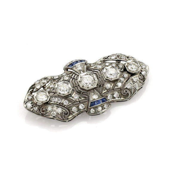 ART DECO DIAMOND AND SAPPHIRE BROOCH