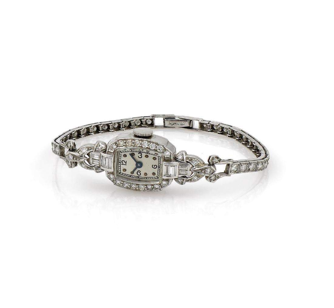 PLATINUM DECO DIAMOND WATCH