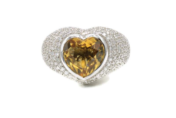 HEART CITRINE AND DIAMOND PAVE RING Provident Jewelery