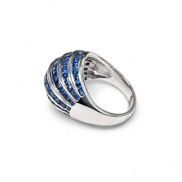 Multi-Row Blue Sapphire Dome Ring