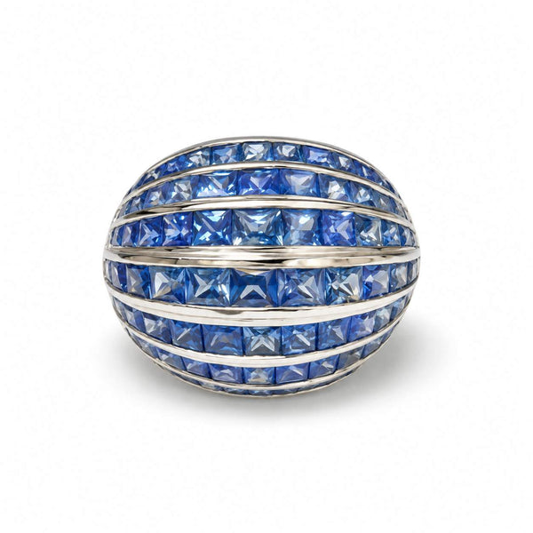Multi-Row Blue Sapphire Dome Ring