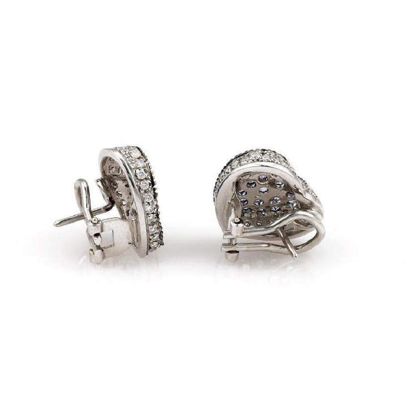 Blue Sapphire and Diamond Heart Cluster Earrings</br>