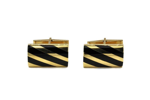 ONYX AND GOLD STRIPED CUFFLINKS