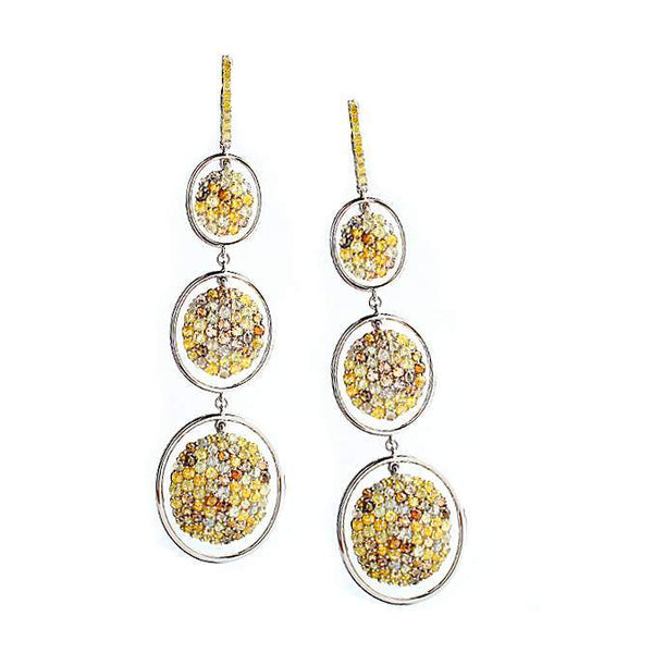 UNIQUE MULTI COLORED DIAMOND DROP EARRINGS