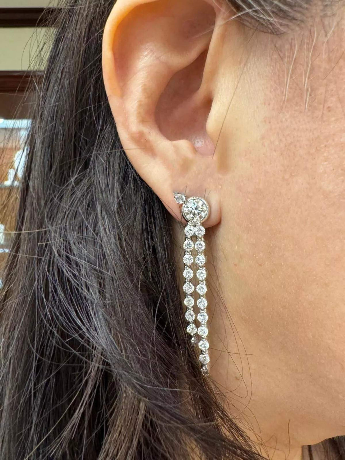 DIAMOND DOUBLE DROP EARRINGS