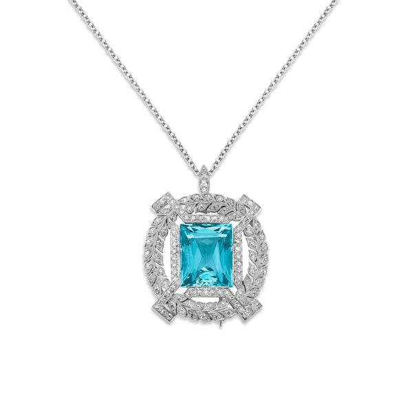 AQUAMARINE AND DIAMOND PENDANT