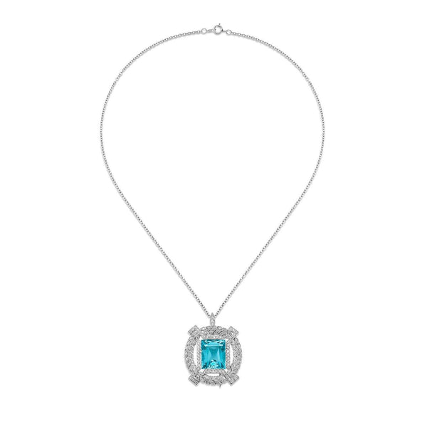 AQUAMARINE AND DIAMOND PENDANT