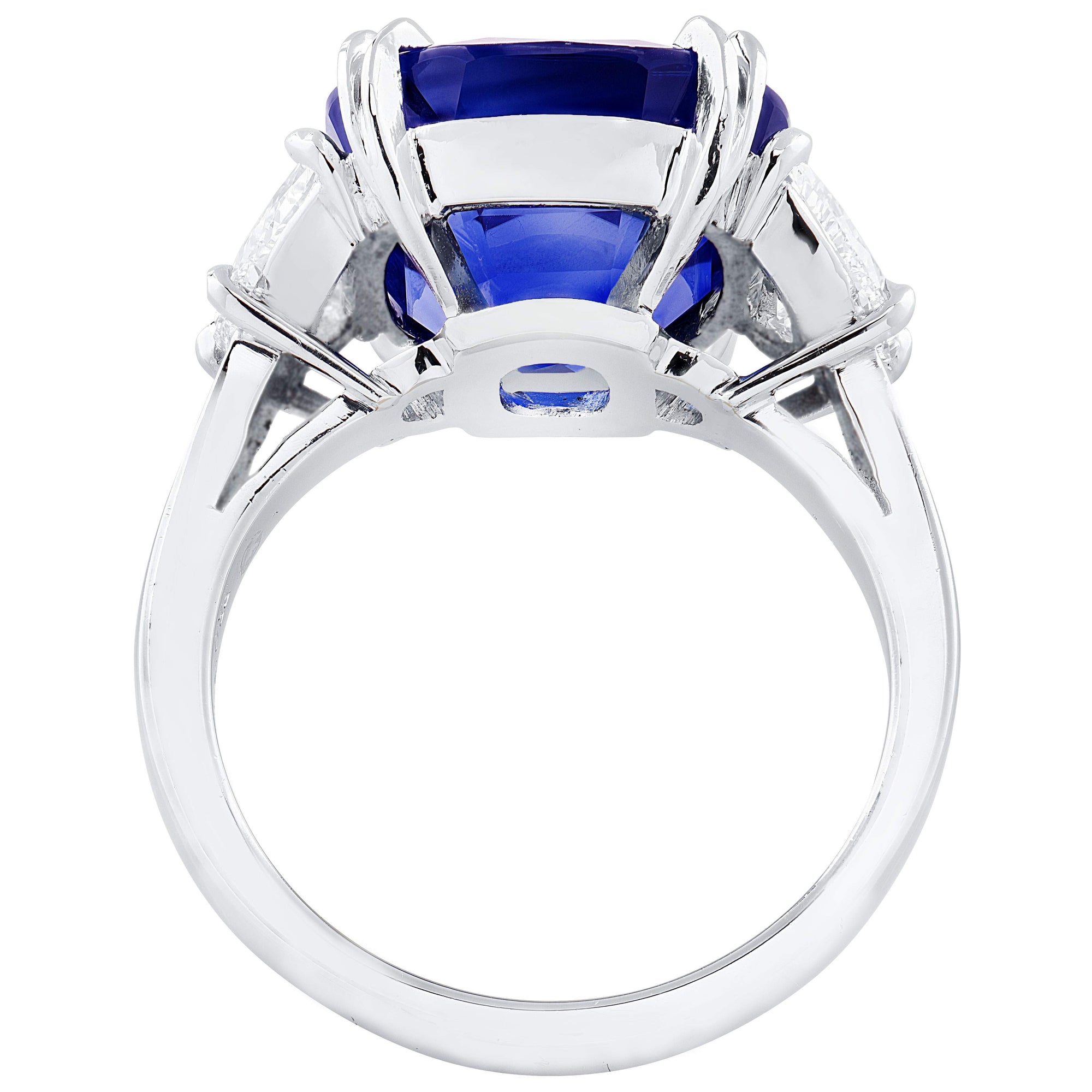 AGL Certified 10.43ct Burma No Heat Sapphire & Diamond Three-Stone Ring