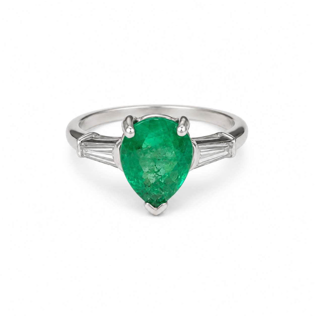 Pear-Shaped Emerald & Diamond Ring