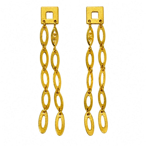 Double-Strand Oval Link Drop Earrings