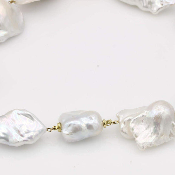 18K Yellow Gold Baroque Cultured Pearl Necklace
