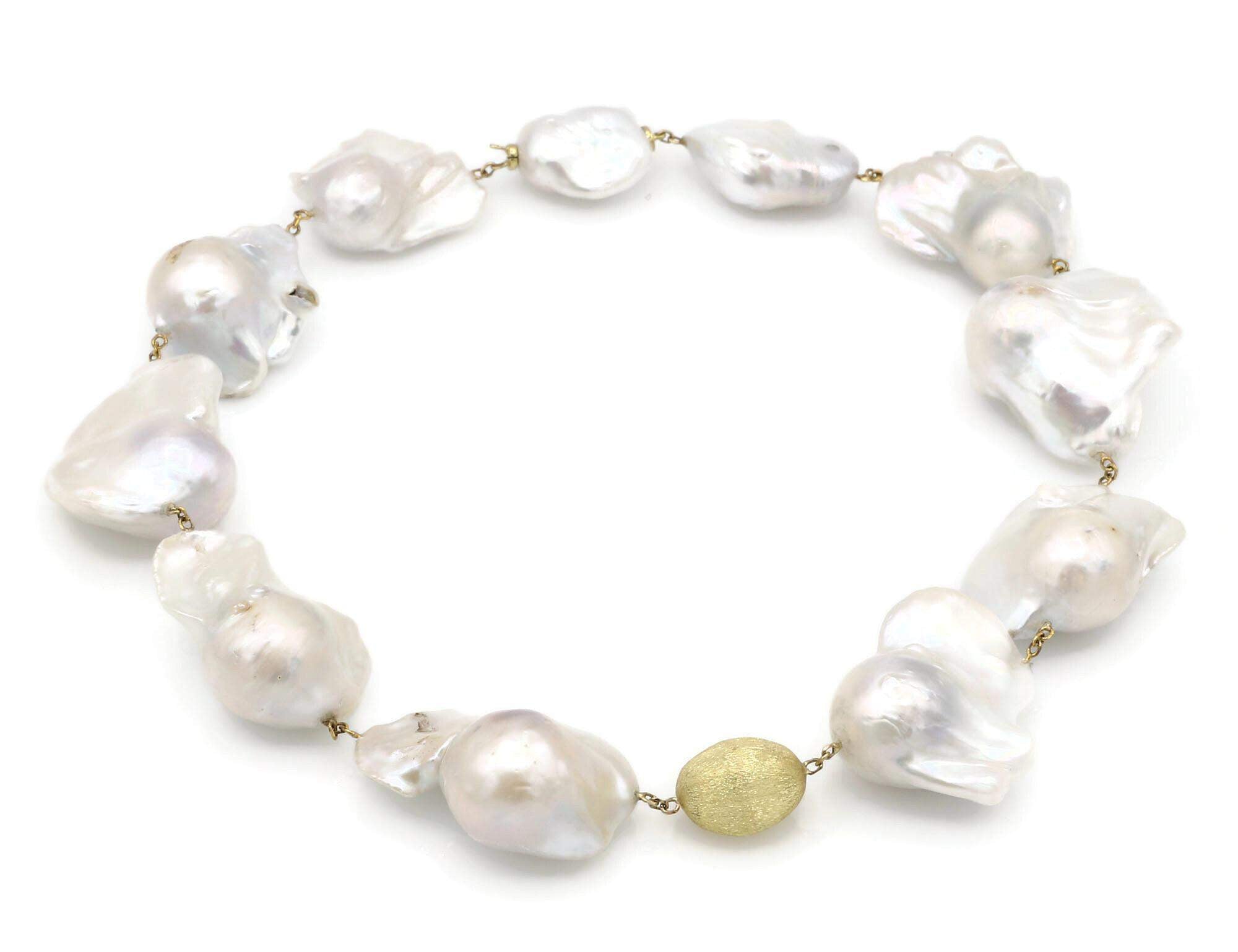 18K Yellow Gold Baroque Cultured Pearl Necklace