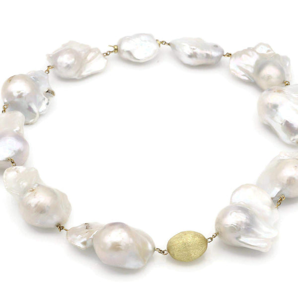 18K Yellow Gold Baroque Cultured Pearl Necklace