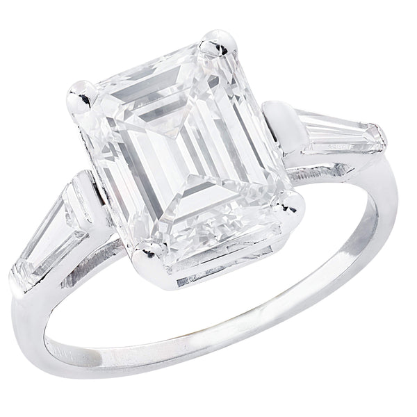 GIA Certified 3 Carat Emerald Cut Diamond Engagement Ring