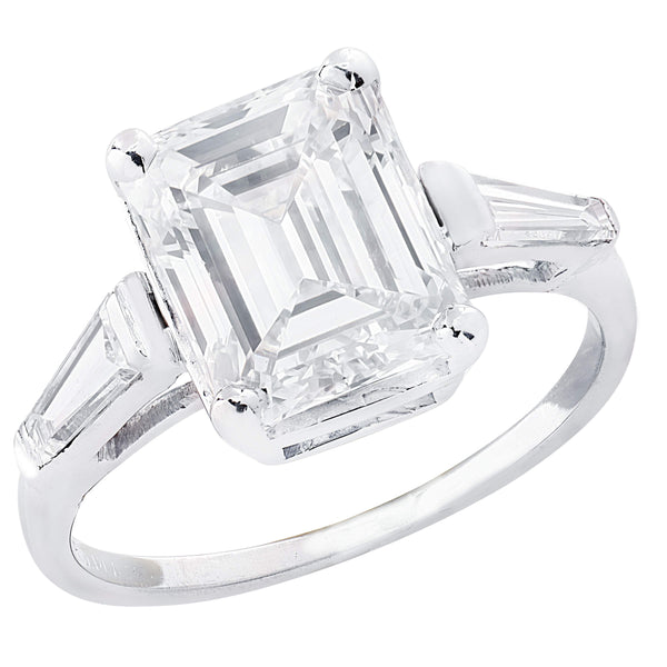 GIA Certified 3 Carat Emerald Cut Diamond Engagement Ring