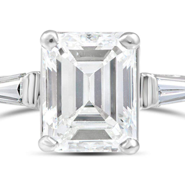 GIA Certified 3 Carat Emerald Cut Diamond Engagement Ring