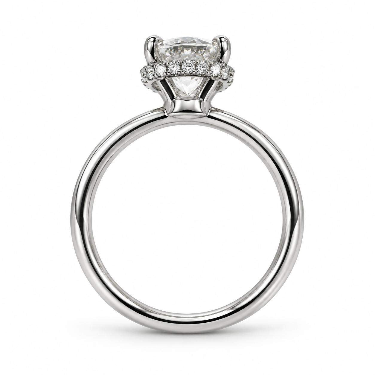 GIA Certified 1.55 Carat Round Brilliant Cut Diamond Hidden Halo Engagement Ring