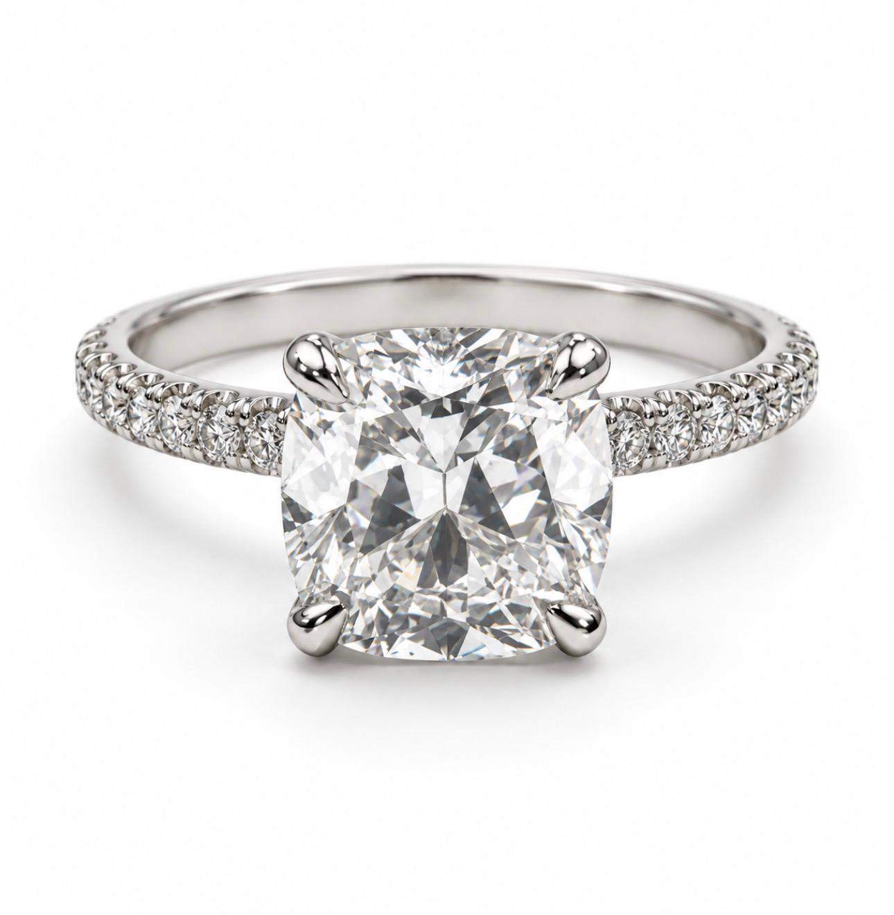 GIA Certified 2.01 Carat Cushion Cut Diamond Engagement Ring