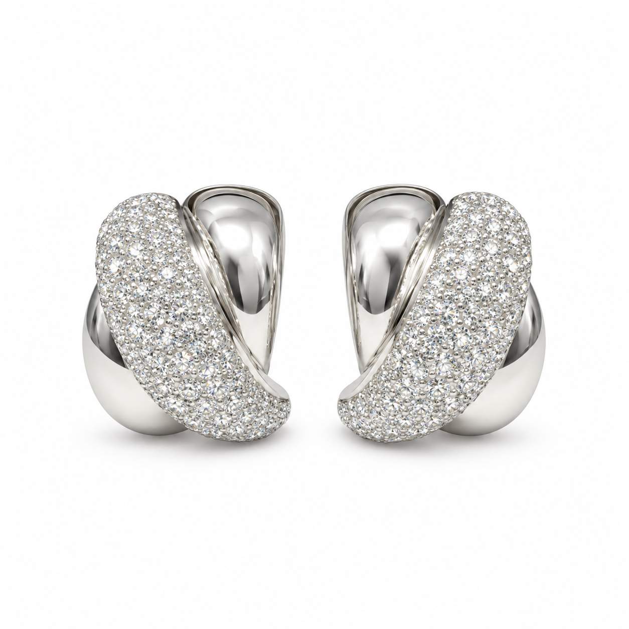 Pavé Diamond Crossover Earrings