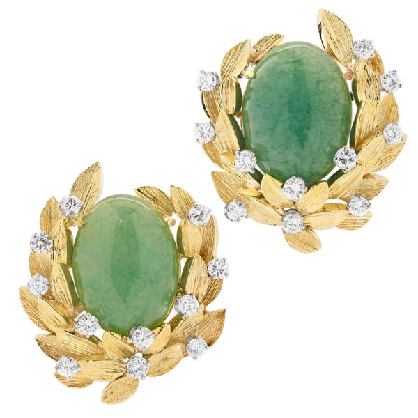 DAVID WEBB JADE AND DIAMOND EARRINGS