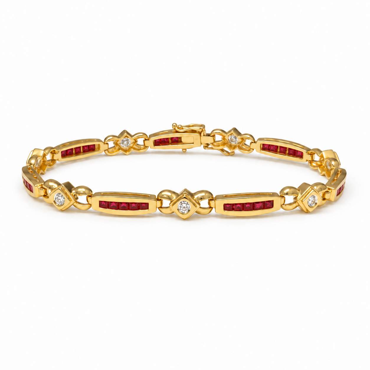 Ruby & Diamond Link Bracelet