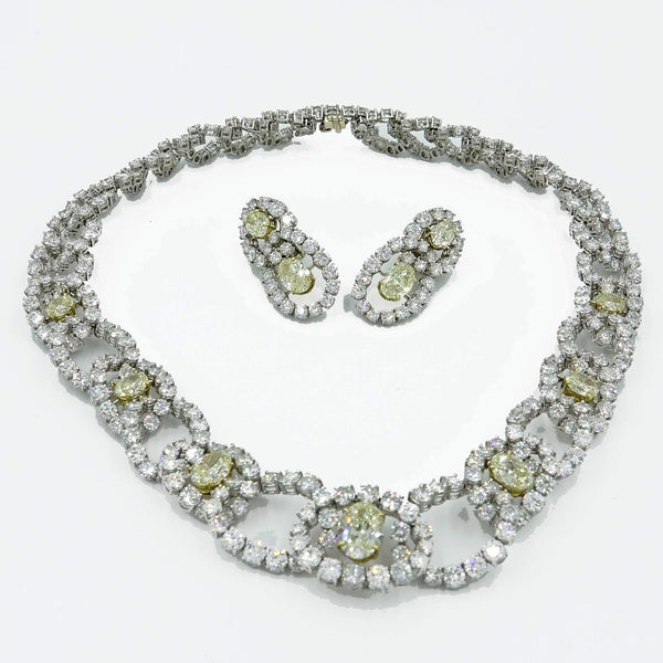 YELLOW DIAMOND NECKLACE AND EARRING SET
