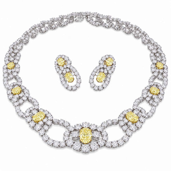 YELLOW DIAMOND NECKLACE AND EARRING SET