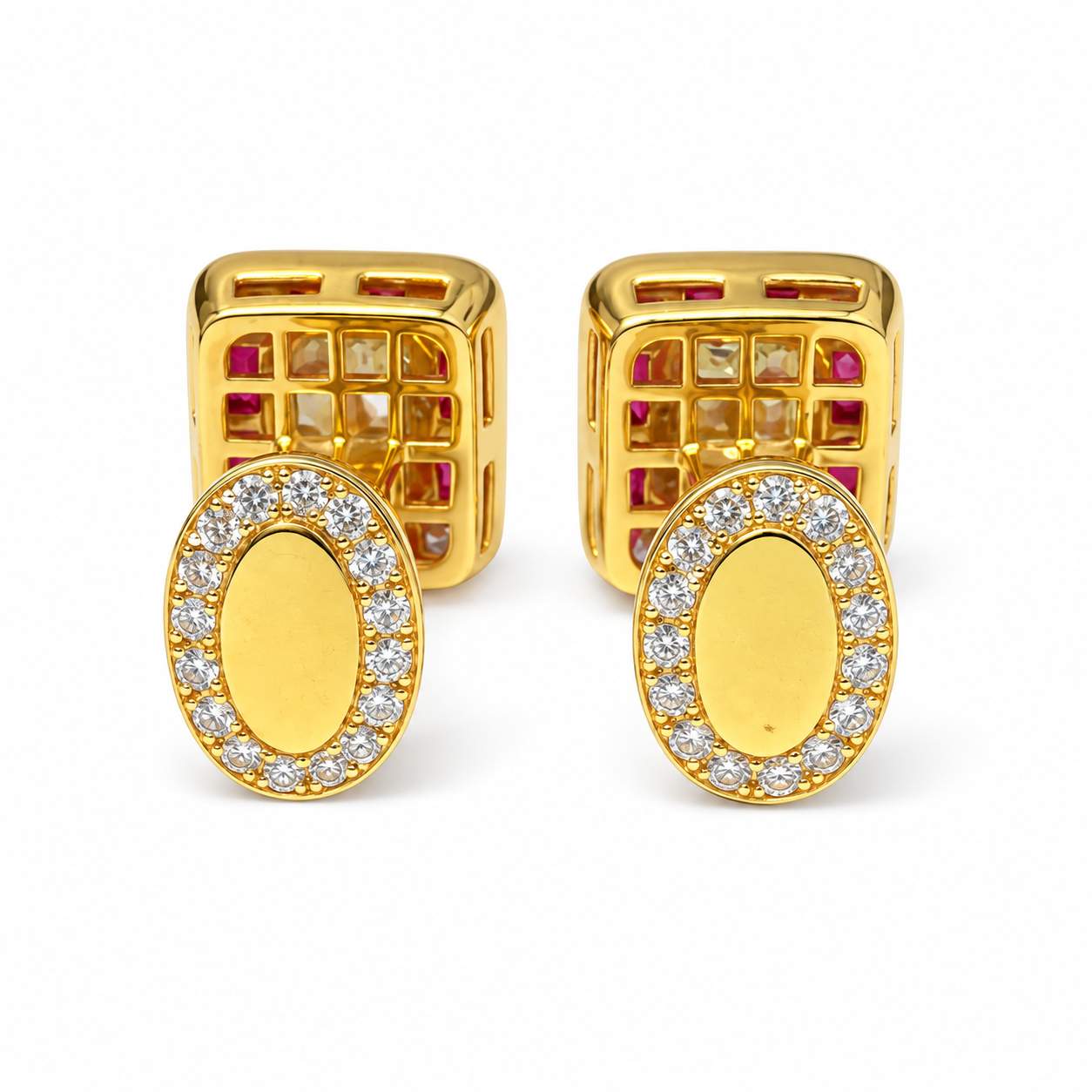 Yellow Diamond, Ruby & Diamond Cufflinks