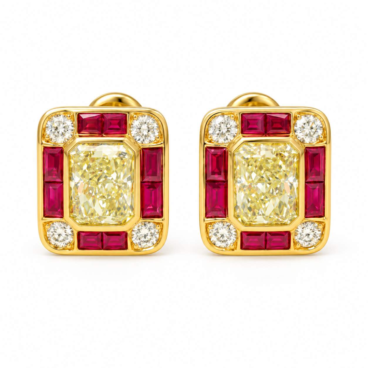 Yellow Diamond, Ruby & Diamond Cufflinks