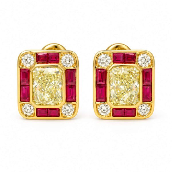 Yellow Diamond, Ruby & Diamond Cufflinks