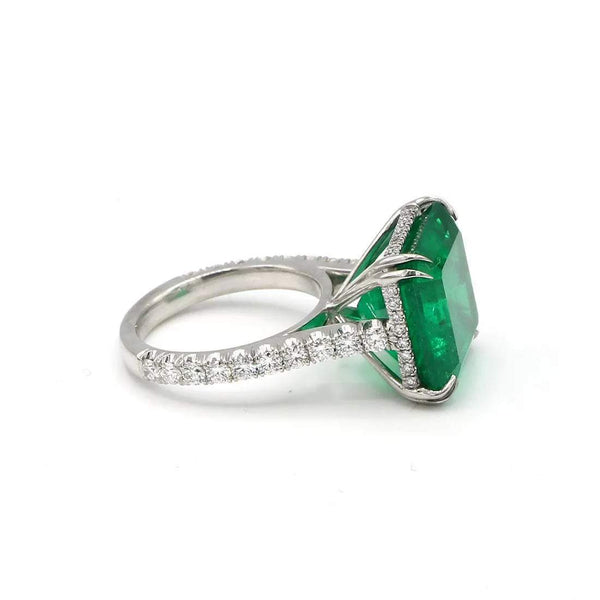 CUSTOM COLOMBIAN EMERALD AND DIAMOND RING