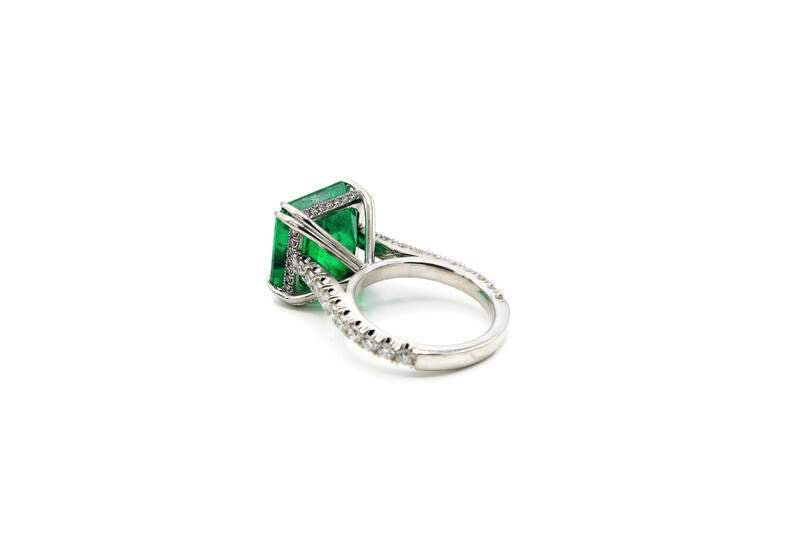 CUSTOM COLOMBIAN EMERALD AND DIAMOND RING Provident Jewelery