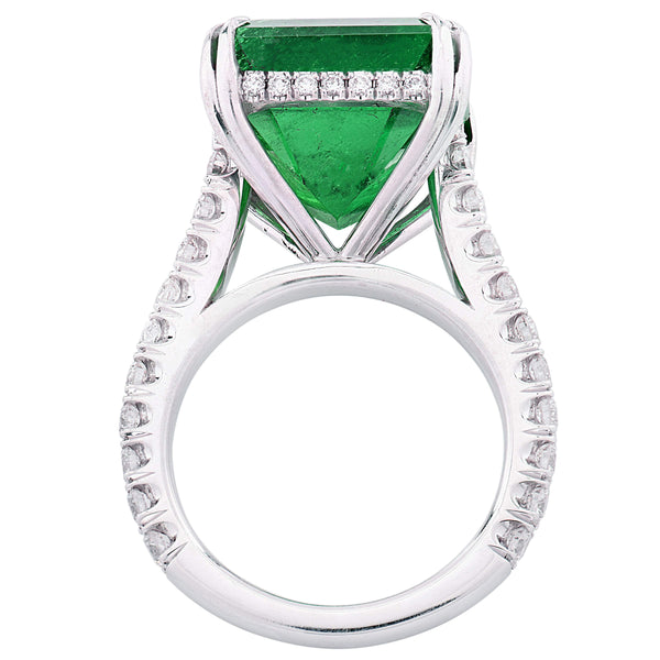 CUSTOM DESIGN COLOMBIAN EMERALD AND DIAMOND RING