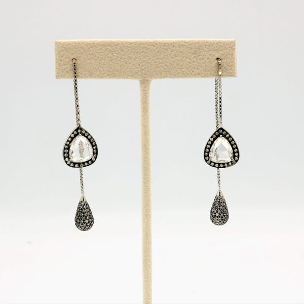 UNIQUE ROSE CUT DIAMOND DROP EARRINGS