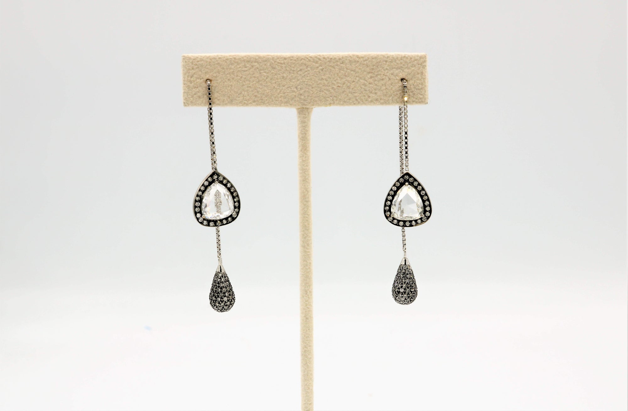 UNIQUE ROSE CUT DIAMOND DROP EARRINGS