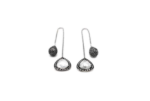 UNIQUE ROSE CUT DIAMOND DROP EARRINGS