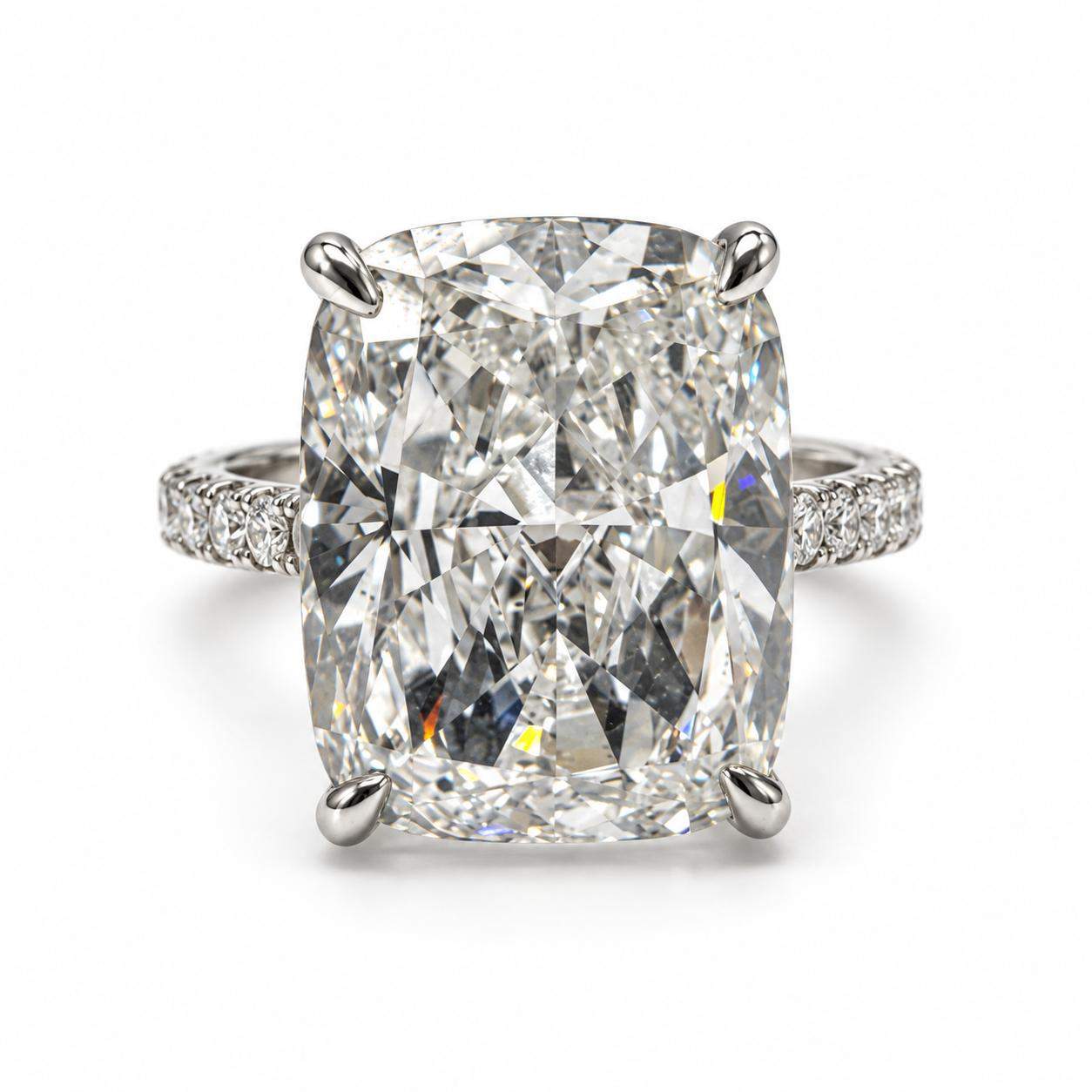 GIA Certified 9.40 Carat Cushion Cut Diamond Engagement Ring