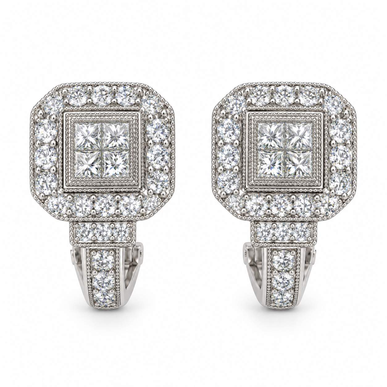 Platinum Diamond Hoop Earrings