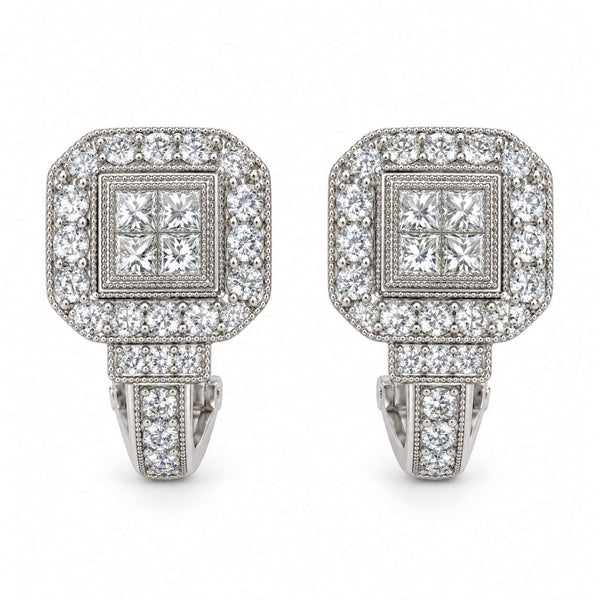 Platinum Diamond Hoop Earrings