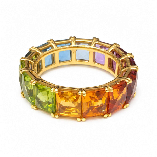 Custom-Made Multicolored Gemstone Eternity Ring
