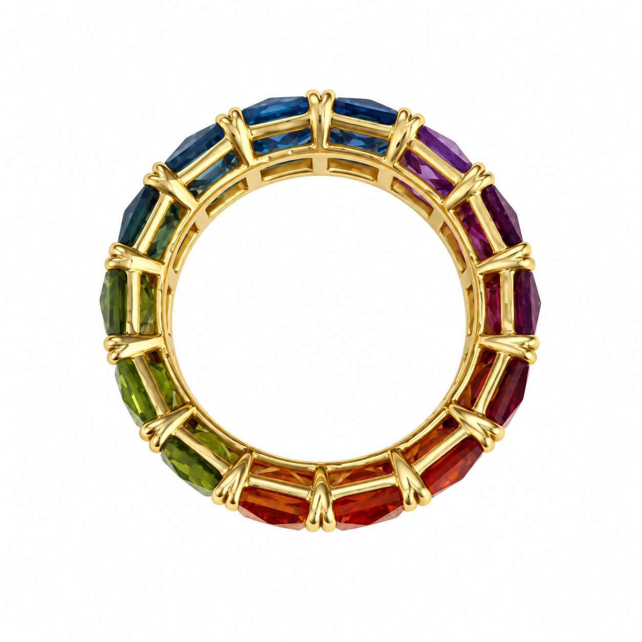 Custom-Made Multicolored Gemstone Eternity Ring