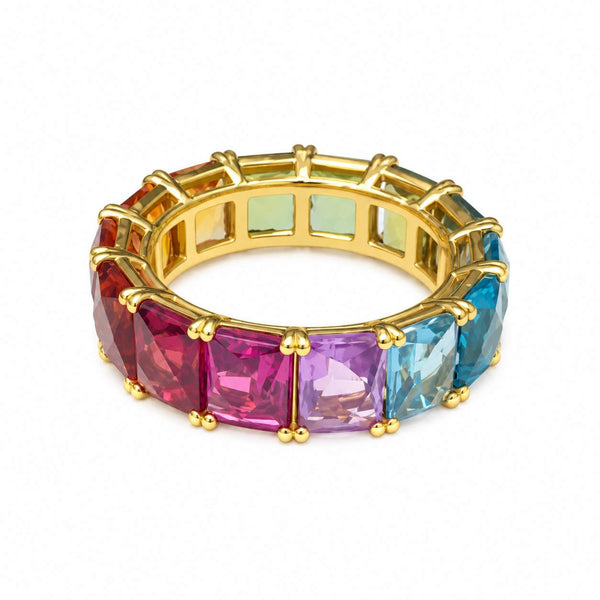 Custom-Made Multicolored Gemstone Eternity Ring
