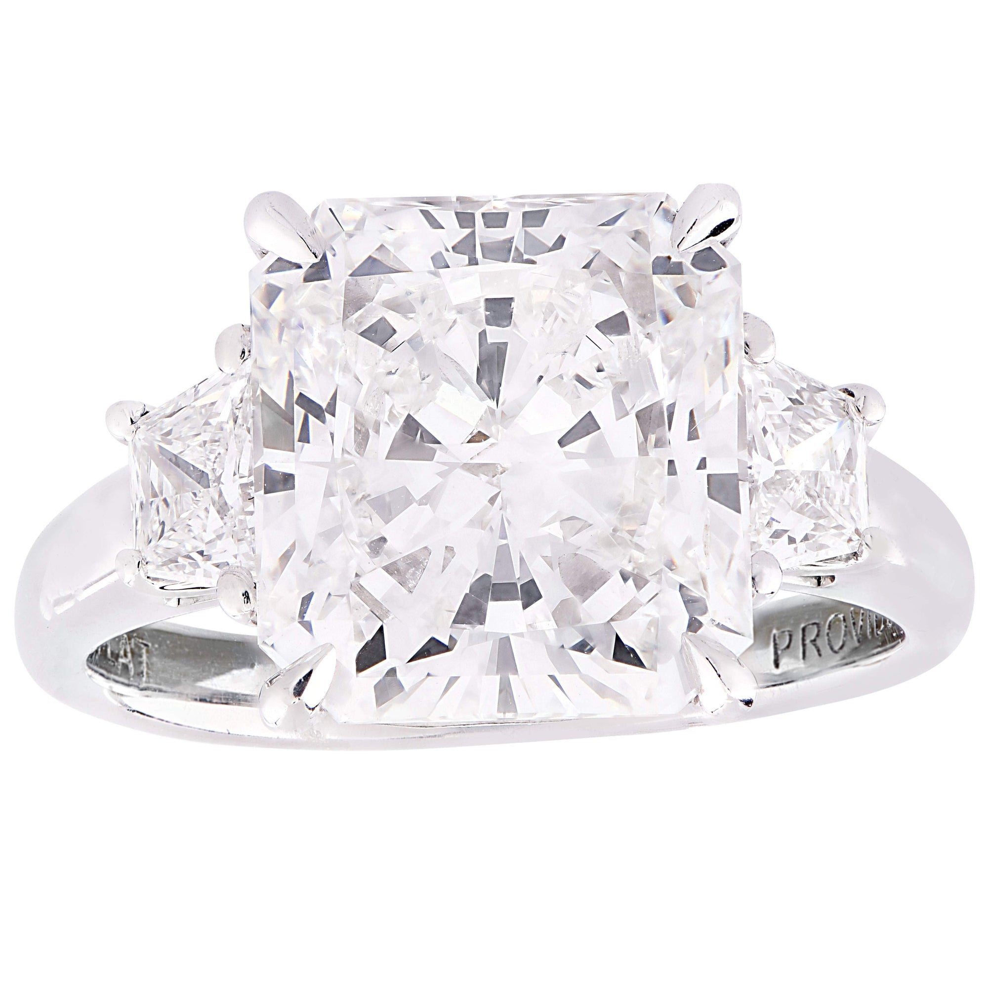 GIA Certified 5.26ct Radiant Cut Diamond Three-Stone Ring