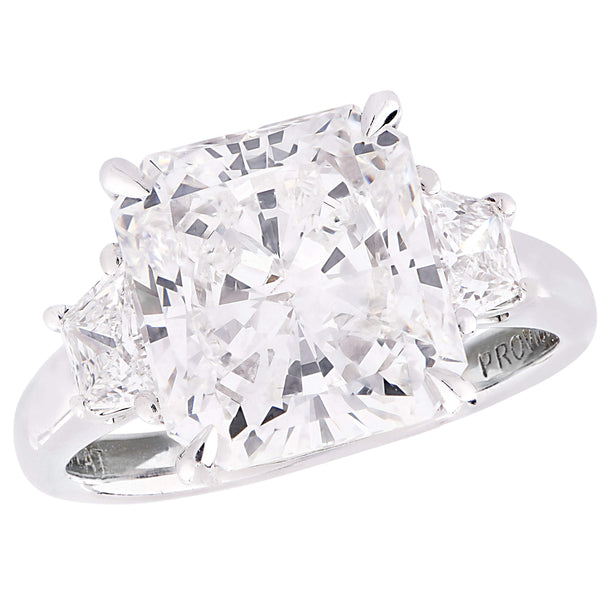 GIA Certified 5.26ct Radiant Cut Diamond Three-Stone Ring