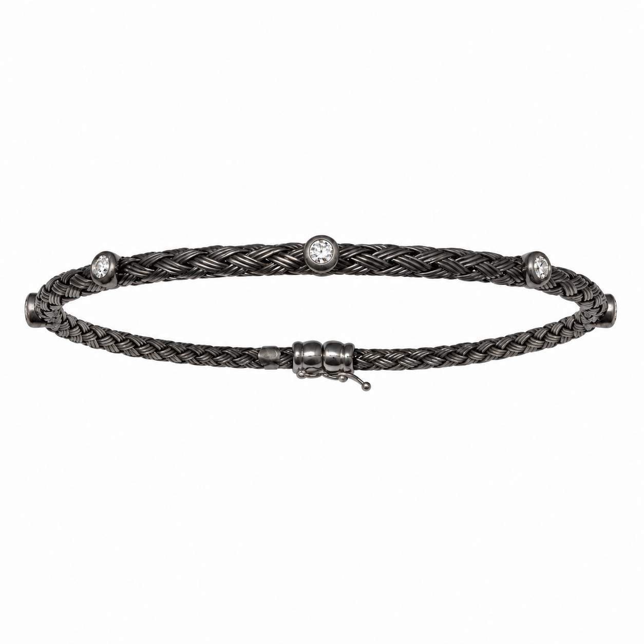 Blackened Gold Flexible Cable Diamond Bracelet